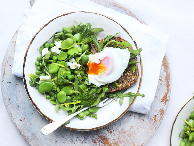 Egg on Toast, Broad Beans with Herbs & Feta Recipe