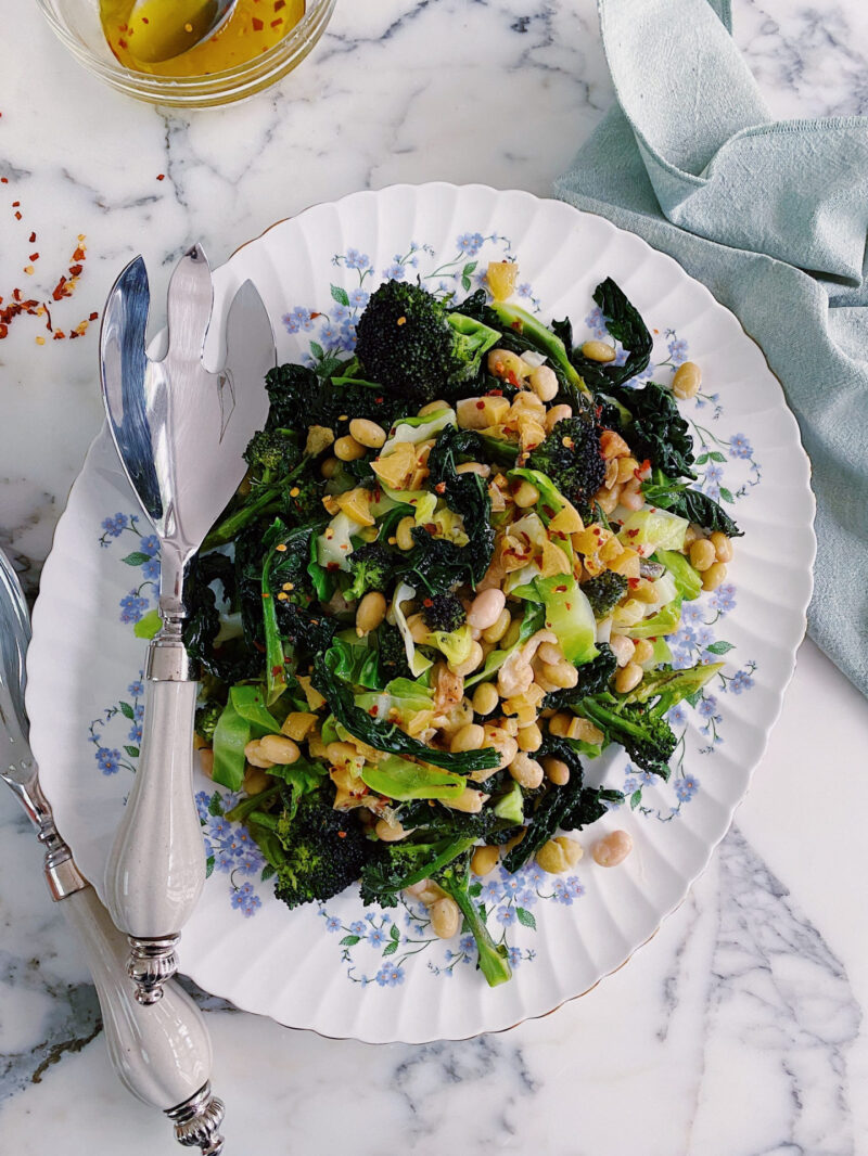Spring Greens, White Beans & a Spicy Preserved Lemon Dressing Recipe