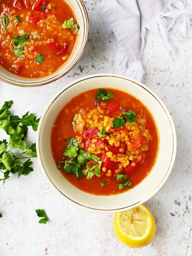 Roasted Red Pepper & Lentil Soup Recipe