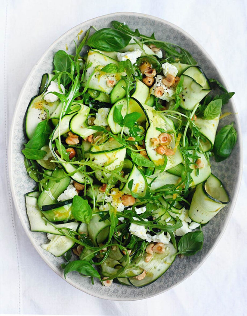Ribbon Zucchini Salad with Rocket, Feta & Hazelnuts Recipe