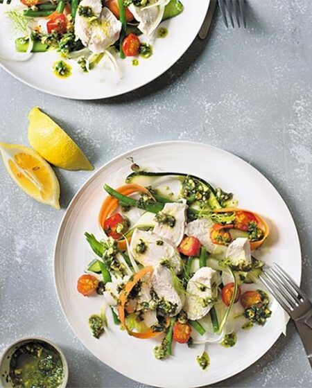 Poached Chicken, Crunchy Vegetables & Herb Dressing Recipe