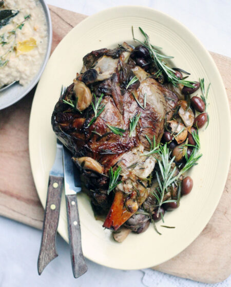 Slow Cooked Leg of Lamb, Creamy Cannellini Beans Recipe