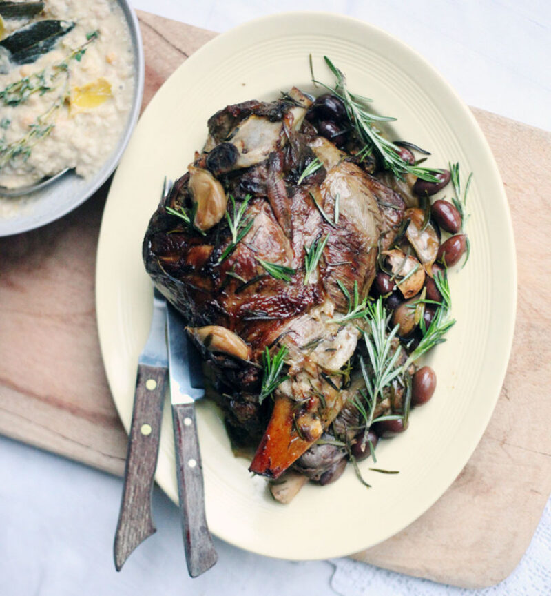 Slow Cooked Leg of Lamb, Creamy Cannellini Beans Recipe
