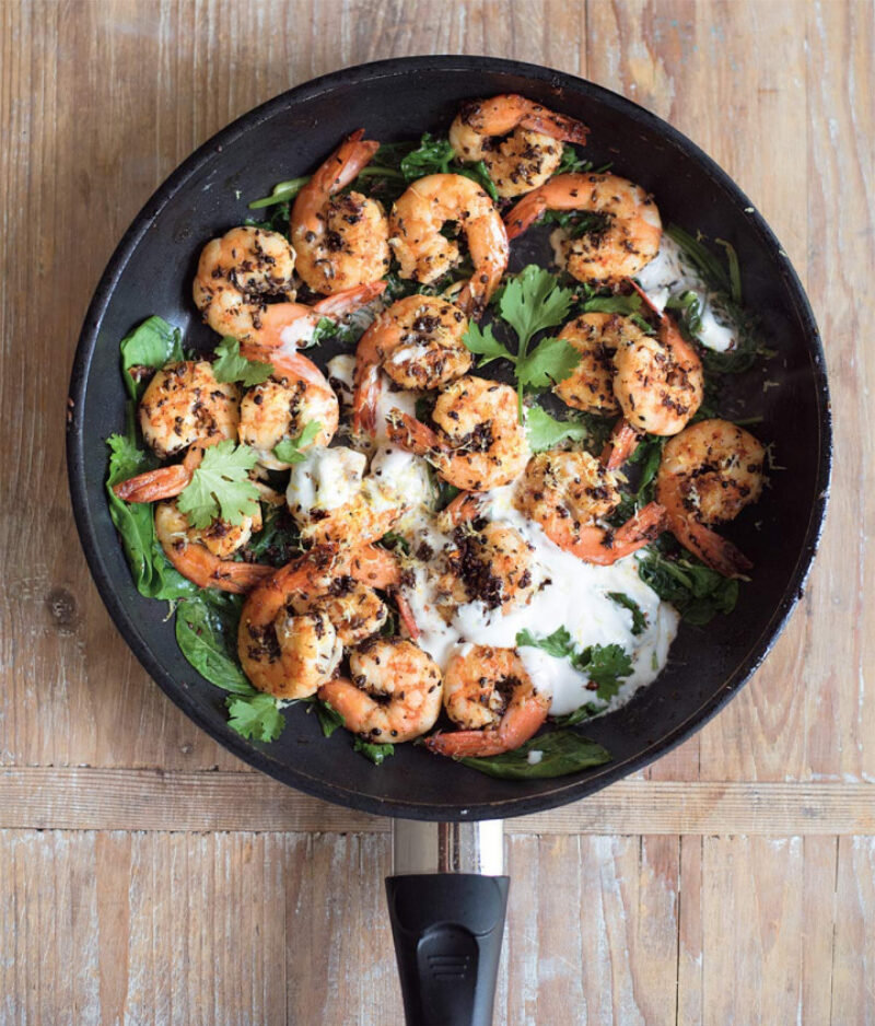 Spiced Prawns with Spinach & Coconut Recipe