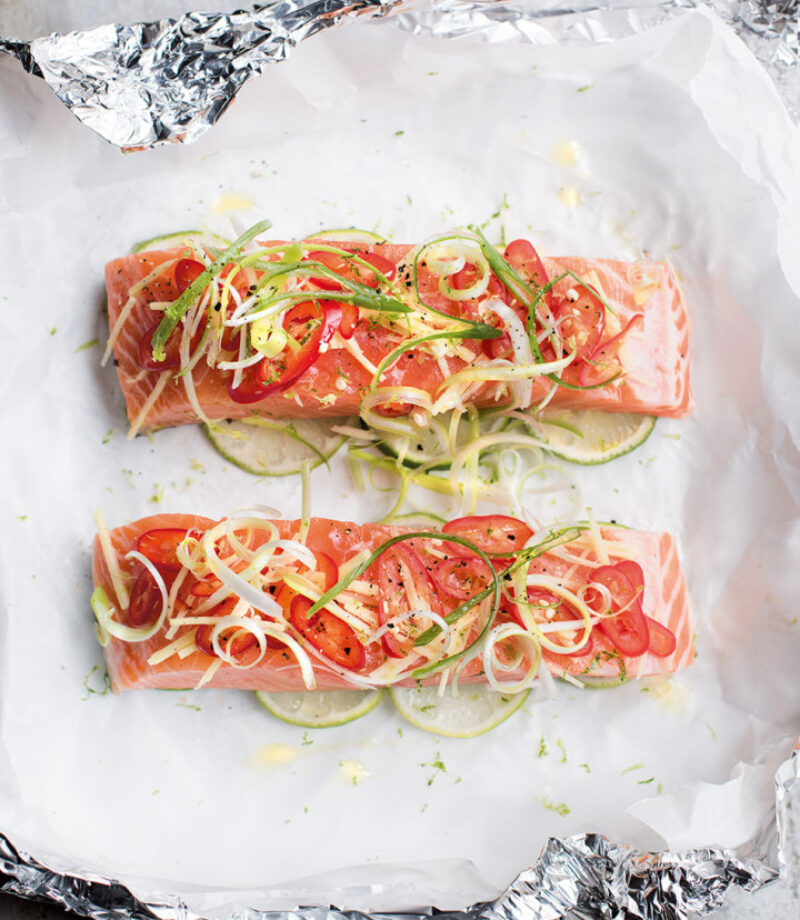 Wild Salmon Parcels with Asian-Style Salad Recipe