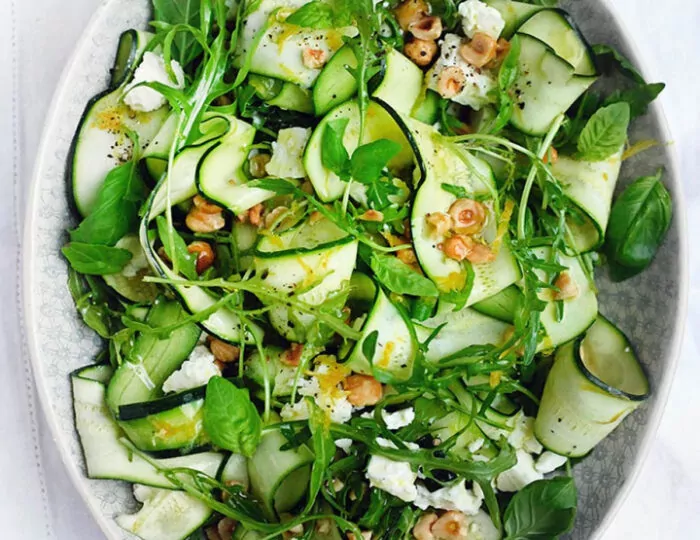 Ribbon Zucchini Salad with Rocket, Feta & Hazelnuts Recipe